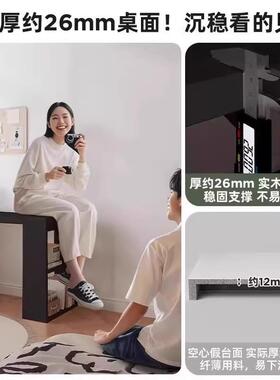 书桌洞洞板成人家用梳妆台黑色桌子收纳柜一体卧室转角L型电脑桌