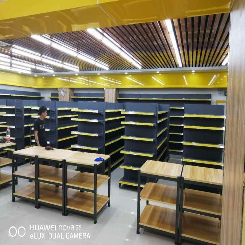 大型厚加超宽市货架面单双洞洞加板13白灰色靠墙中间岛置物展示货