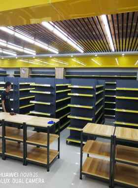 大型厚加超宽市货架面单双洞洞加板13白灰色靠墙中间岛置物展示货