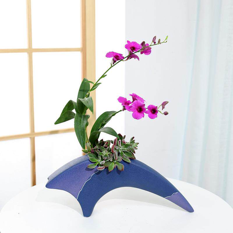 剑山陶瓷池坊花器日本池坊花器自由花剑山插花工具花盆花瓶