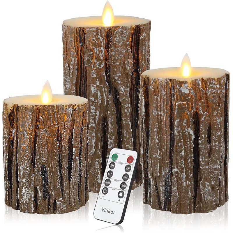 石蜡杉树蜡烛遥控led电子蜡烛灯三件套灯摇摆仿真皮工艺