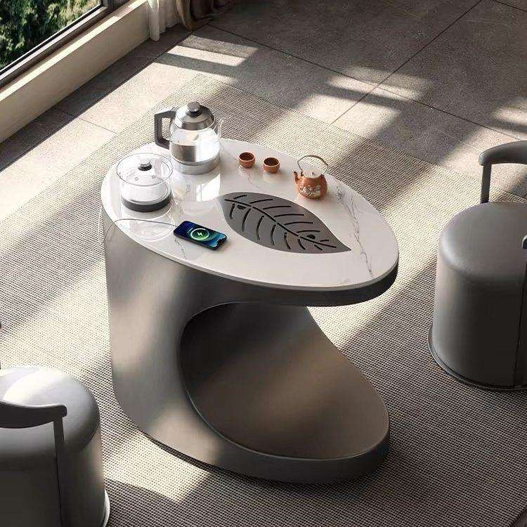 金属岩板茶台轻奢极简茶桌椅组合阳台功夫泡可移动小茶车USB充