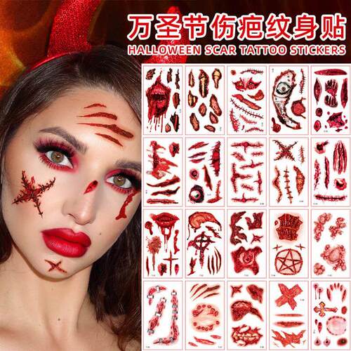 Halloween Scar Tattoo sticker waterproof horror wound