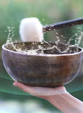 满月颂钵尼泊尔手工钵音碗音疗瑜伽冥想静心音钵铜钵盂摆件送教程