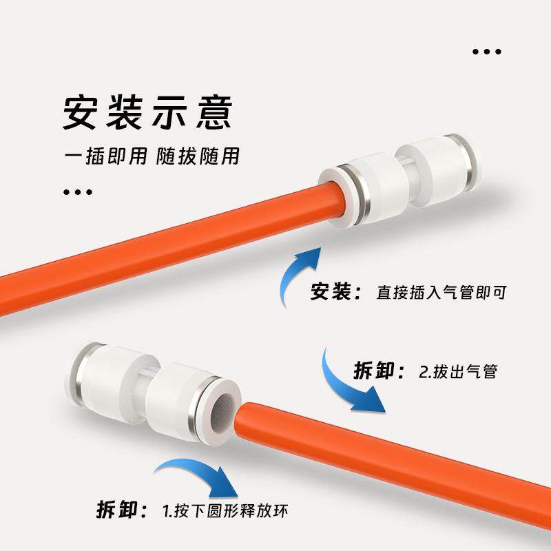 气不锈钢P接头铜镀镍快插直通气管快速塑料接头动468262U1012