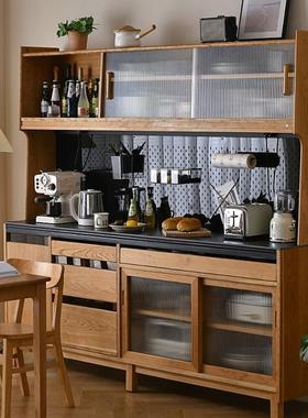 哥哈10740根柜小户餐边实木岩板日式樱型桃木高柜餐桌靠本墙茶水