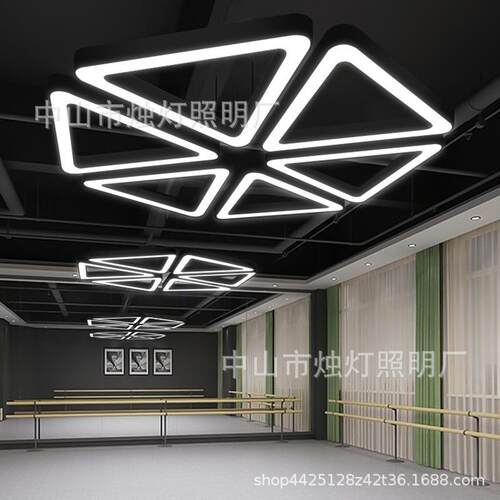 LED三角形发廊灯创意个性店铺造型灯健身房走廊办公装饰铁艺吊灯