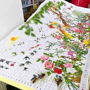 百鸟朝凤十字绣成品不带框纯手工已绣好2025新款客厅高端鸟语花香
