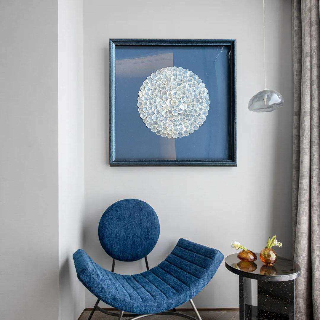 现代简约贝壳装饰画贝母玄关餐厅挂画蓝色地中海风格大气海洋北欧