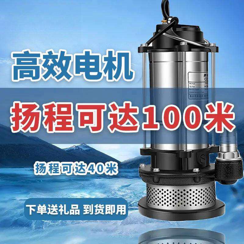 家用220V不锈钢潜水泵大功率抽水机抽水泵农用污水泵家用农用洗车