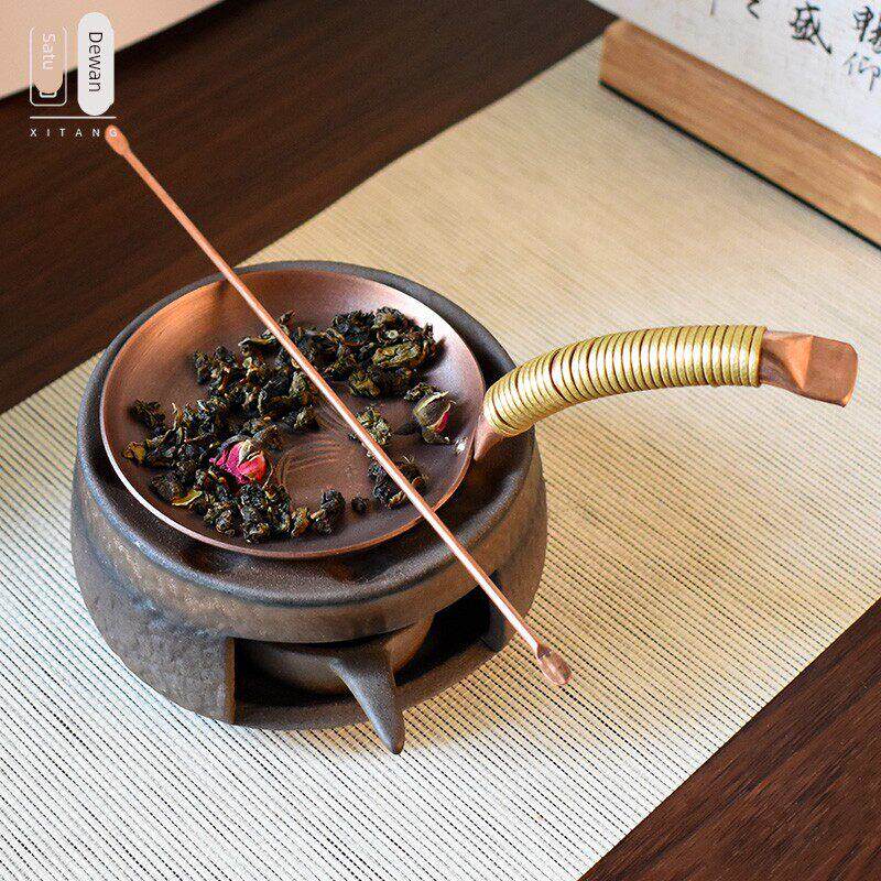 喜棠 紫铜烤茶盘可干烧提香器隔火陶瓷香薰炉家用烘焙咖啡扩香炉