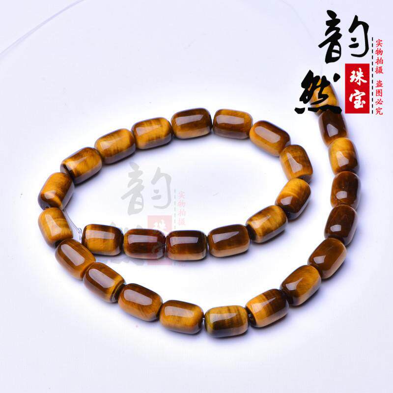 2026厂家直销天然黄虎眼石桶珠散珠饰品配件 diy手链虎晴石鼓珠配