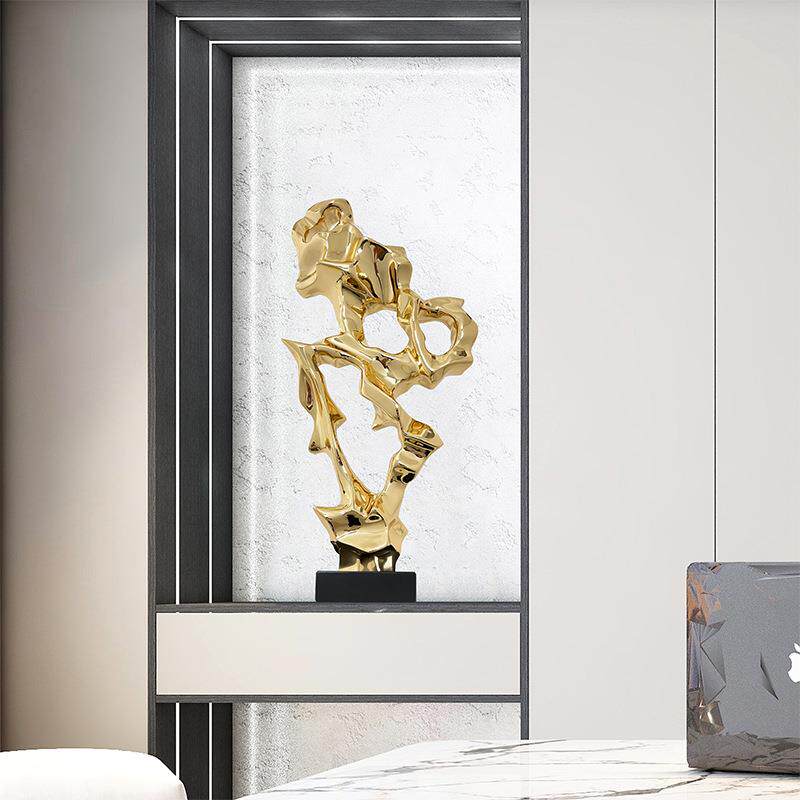 现代酒店玄关创意抽象摆件透明树脂太湖石雕塑别墅样板房软装饰品