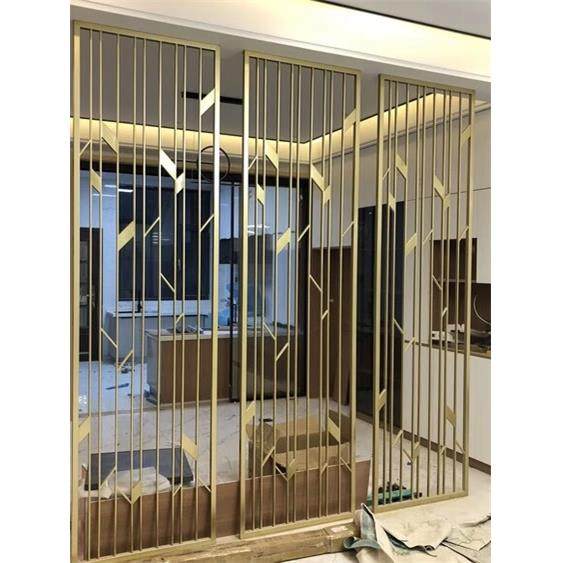 隔断锻铁屏风墙可达豪华不锈钢金属客厅简约现代入口中国风图案装