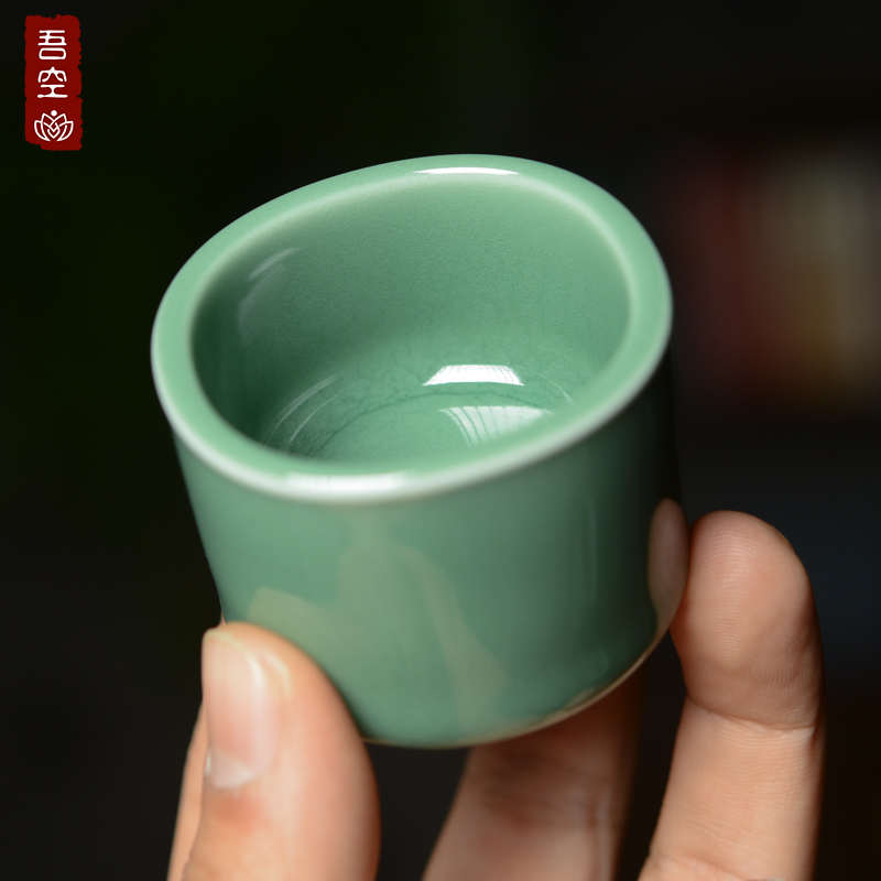 徐健青瓷主人杯单杯手工梅子青陶瓷功夫茶具茶杯品茗扳指中式家用