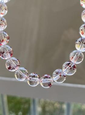 新品毒液红黑云母超七单圈手链双色超七手串男女珠链珠串7.9mm