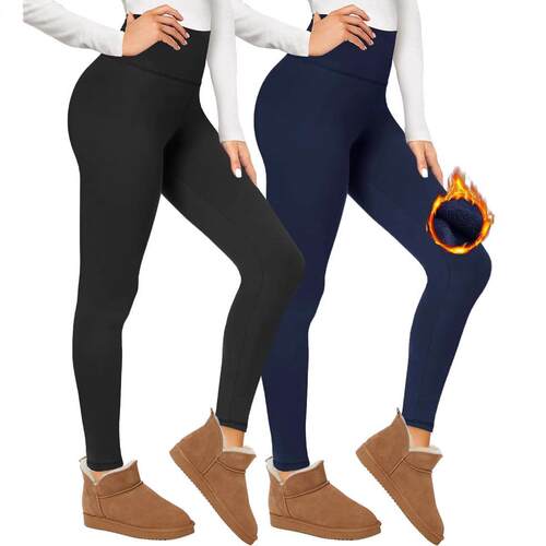 Cropped High Waist Velvet Padded Leggings Thermal Slim Fit