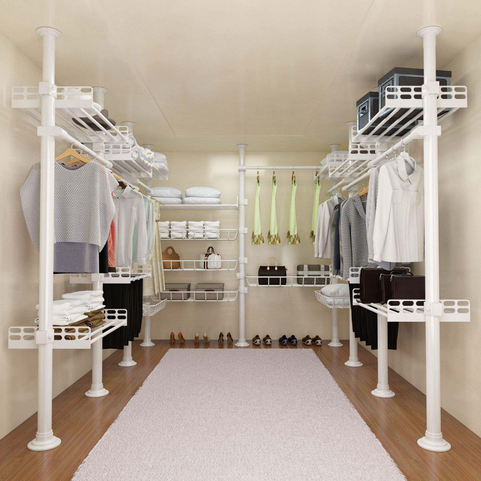 顶天立地置衣架落地挂衣架置物架挂衣架简易衣柜