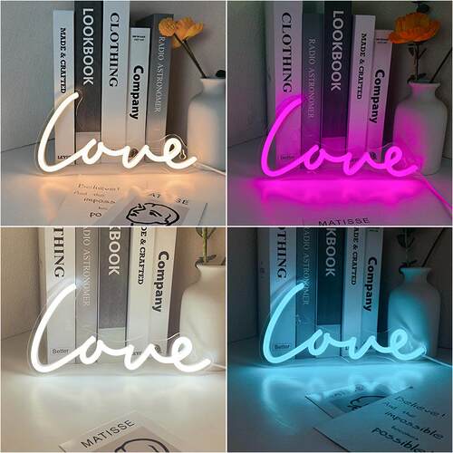 霓虹灯字母灯牌定亚克力板做love发光造型灯跨境led霓虹灯悬挂