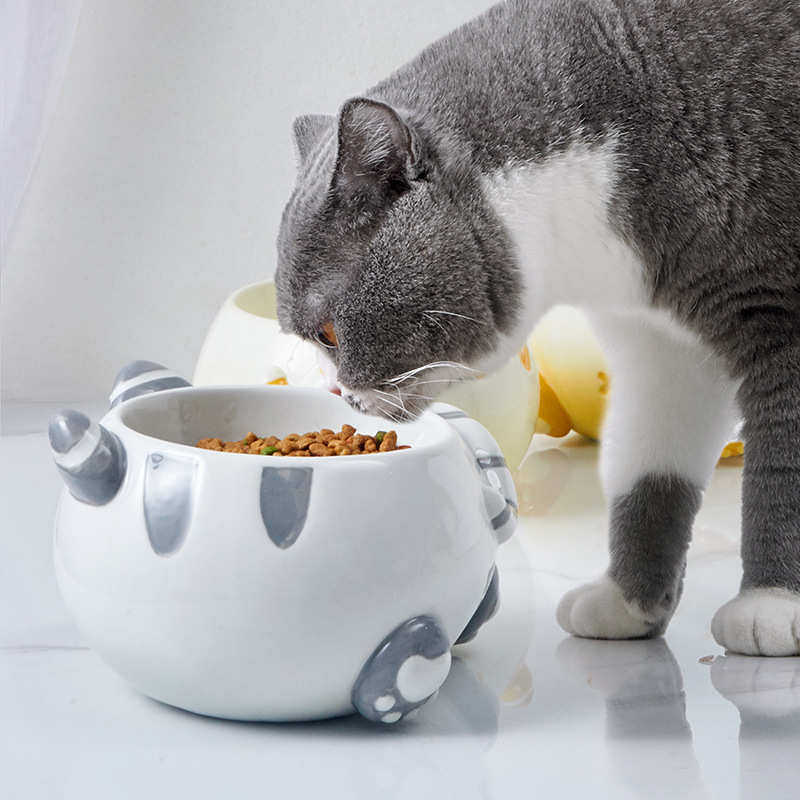 翘臀猫兔陶瓷宠物碗猫猫食盆防打翻可爱防滑猫狗饭碗喝水食盆