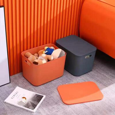 Desktop Organizer Box with Lid, Plastic Snack and Toy Storag
