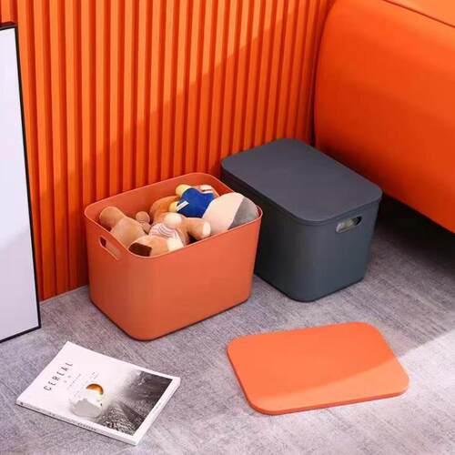 Desktop Organizer Box with Lid, Plastic Snack and Toy Storag