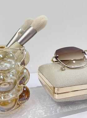 【托盘手包组合】样板房衣帽间女士梳妆台茶色软装摆件套装