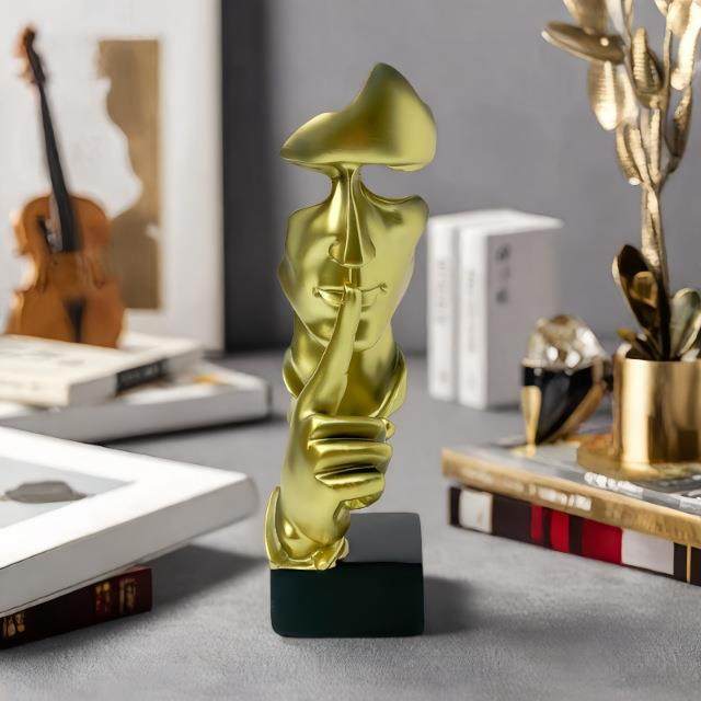 客厅摆件轻奢高级感2025新款欧式沉默是金人物抽象雕像树脂工艺品,家居饰品,装饰摆件,淘宝优惠券,粉丝福利购,淘宝优惠卷