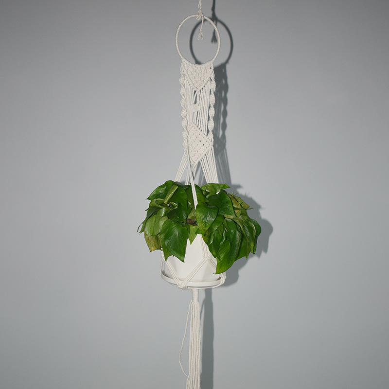 花盆网兜园艺创意植物绿化吊篮悬挂器手工棉绳编织吊绳花盆