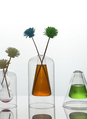香薰瓶玻璃空瓶透明无火配件家居装饰摆件藤条干花香氛ins风家居