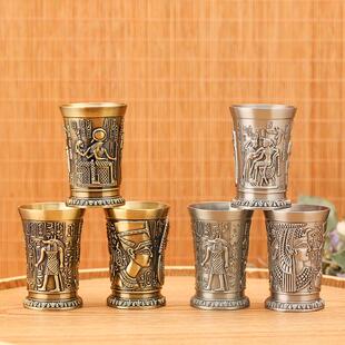 shot鸡尾酒一口杯烈酒杯 金属覆古埃及酒杯创意白酒家用小号个性