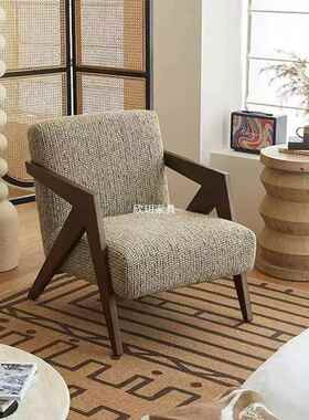 理查德单椅人沙式发闲椅法中古客164厅阳台休子实木设计师懒人沙