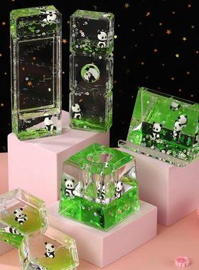 创意摆件熊猫减压油漏沙漏情绪稳定桌面油滴计时器儿童礼物玩具