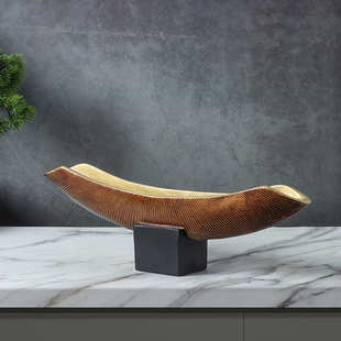 树脂长条船形摆件新中式诧寂风复古做旧花盆花器家居样板间装饰品