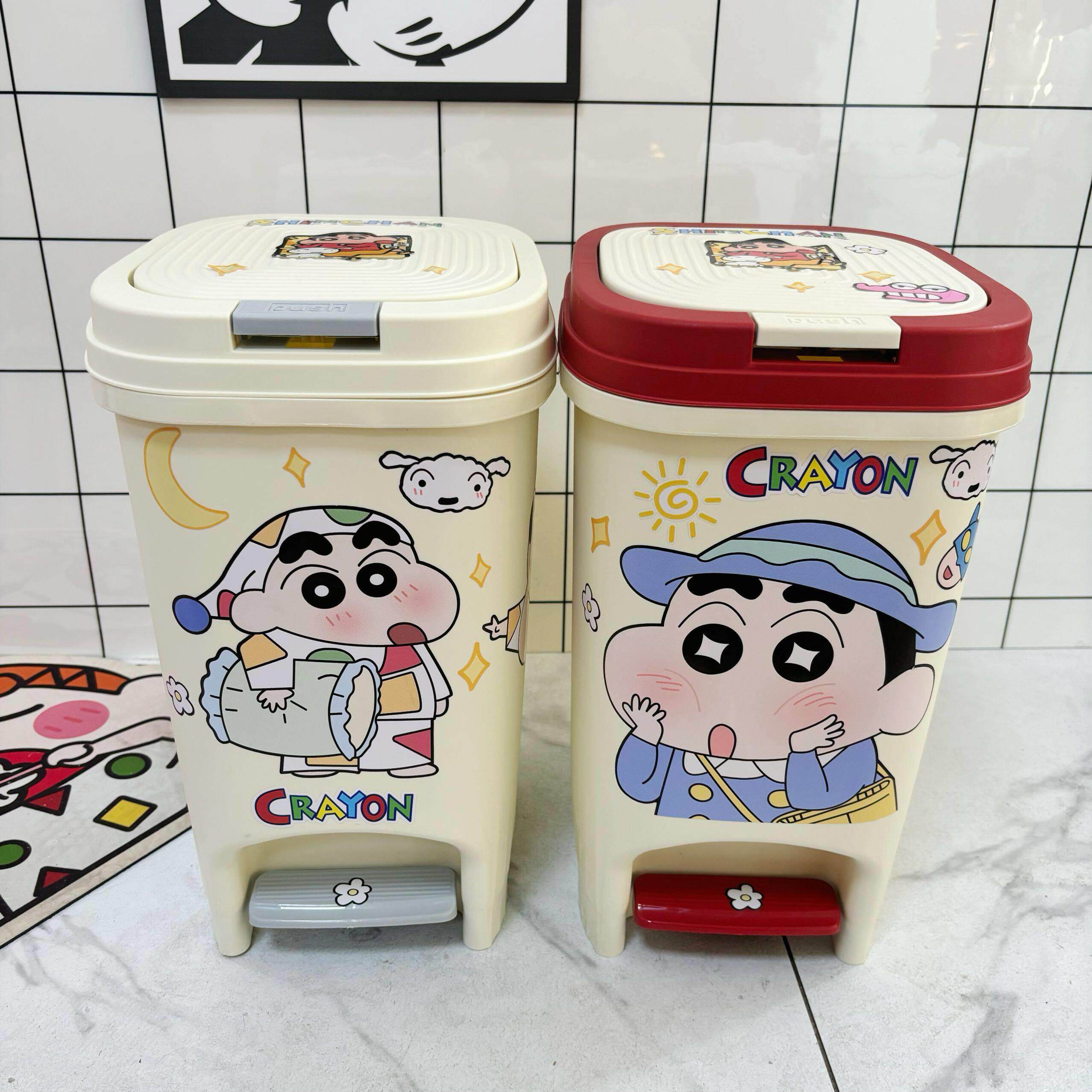 睡衣蜡笔小新可爱垃圾桶厨房大号容量脚踏家用客厅卧室厕所卫生间