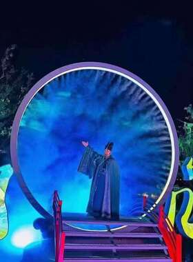 水雾门发光拱门户外园林气氛引流打卡不锈钢景观光影led