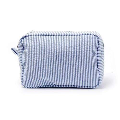 Seersucker Ruffle Cosmetic Bags Pink/Purple Striped Storage