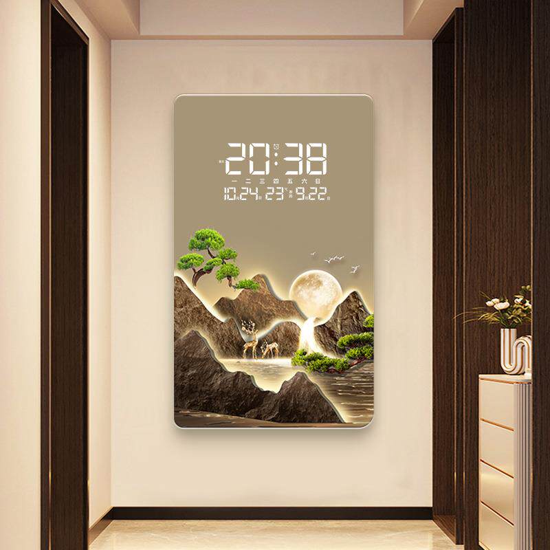 青松常在电子挂万年XY855284历钟装饰格画钟表202新款夜光5电视栅