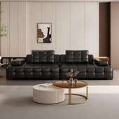 劳伦斯落地沙发别墅大平层意式 极简大小户型头层牛皮直排工厂直供