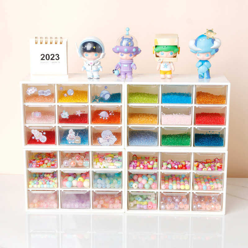 九宫格抽屉式收纳盒透视盒珠子DIY装饰盒串珠配件收纳桌面收纳盒,居家布艺,收纳盒,淘宝优惠券,粉丝福利购,淘宝优惠卷