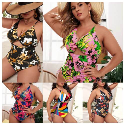 Large size floral tight one-piece swimsuit bikini swimsuit