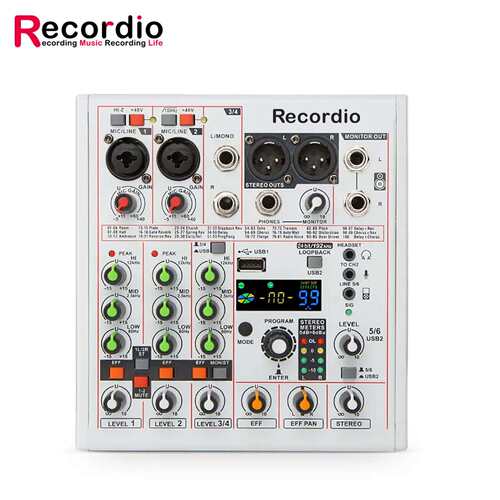 GAX-AM06 专业4路混音器 192khz/24bit声卡BT无线声卡K歌曲调音台