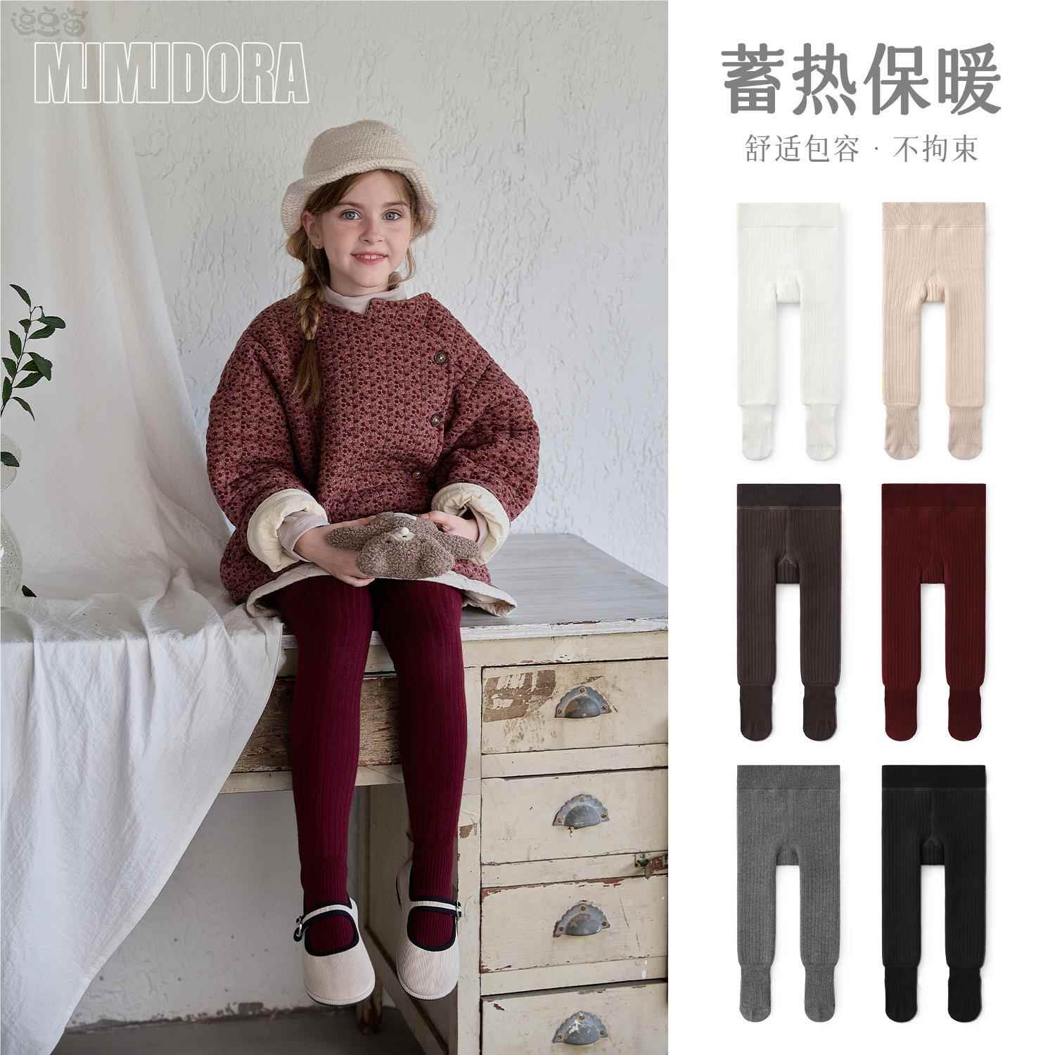 女童红色加绒加厚连裤袜宝宝新年外穿保暖儿童冬季款打底裤连体袜