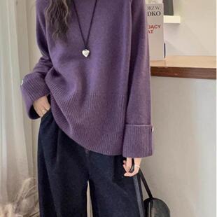 圆领针冬织衫 女秋4慵懒风百搭毛 3000斤2987492秋冬新款 胖mm大尺码