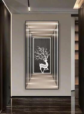 灯挂画光影瓷画客厅延伸装饰画走廊带空间玄关抽象入户led壁画晶