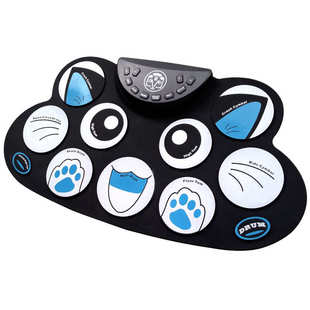 云之曲手卷电子鼓G 602超薄便携儿童练习架子鼓蓝色小猫脚踏