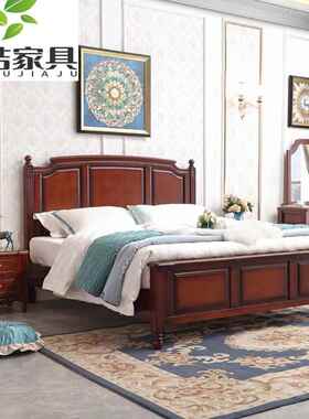 美式实木床主代现简约1.8米双人床卧全大气婚床轻奢软19包储物大