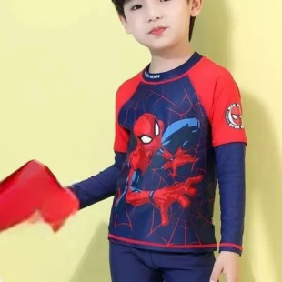 分体游泳衣中大童防晒速干游泳套装 儿童泳衣男儿童套装 男童泳装