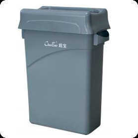 超宝免手动垃圾桶60L户外酒店商用加厚弹盖免翻盖大号窄高塑料桶