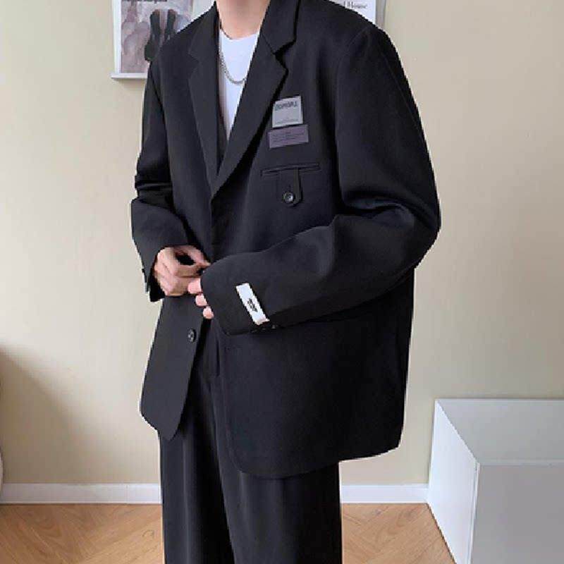 小众高级感炸街小西服外套男士春秋季韩版潮流宽松休闲西装上衣